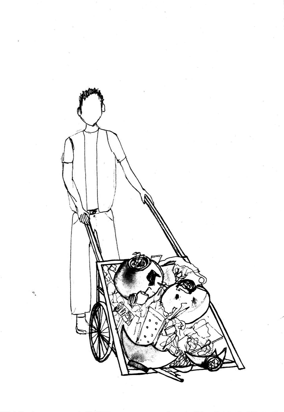 Pen drawing of a public worker